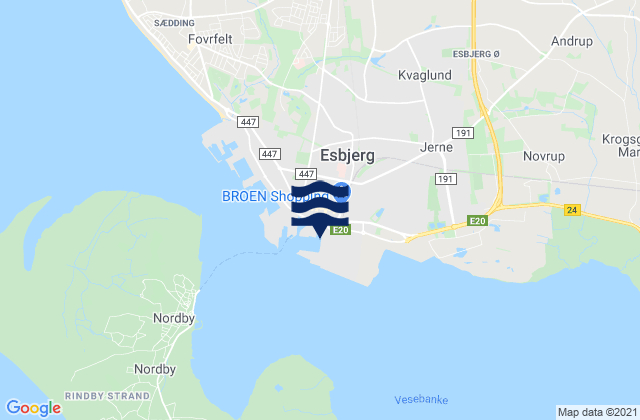 Mapa de mareas Esbjerg, Denmark