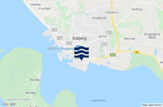 Mapa de mareas Esbjerg Kommune, Denmark