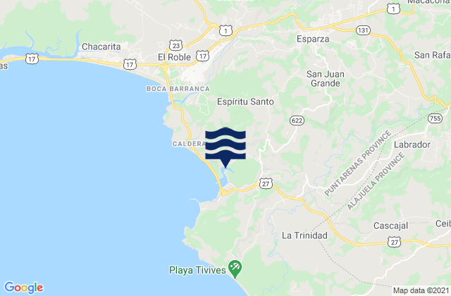 Mapa de mareas Esparza, Costa Rica