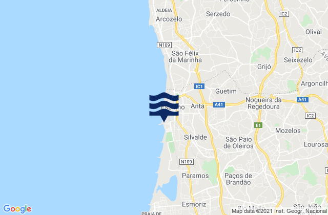 Mapa de mareas Espinho, Portugal