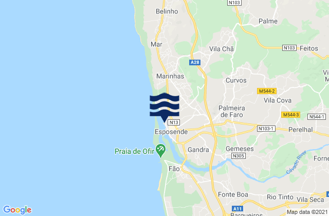 Mapa de mareas Esposende, Portugal