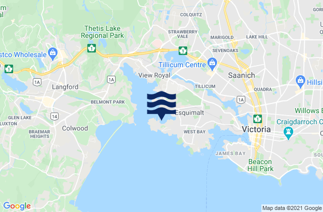Mapa de mareas Esquimalt Harbour, Canada