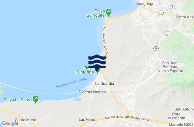 Mapa de mareas Estado Nueva Esparta, Venezuela
