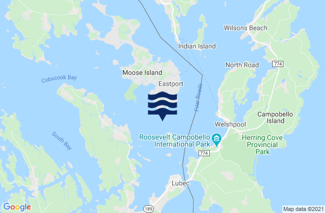 Mapa de mareas Estes Head Eastport, Canada