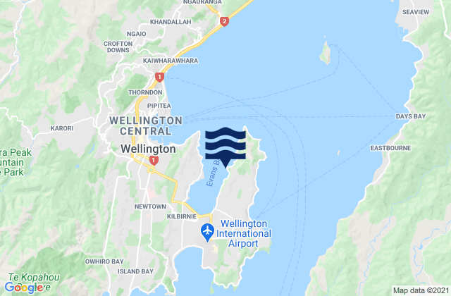 Mapa de mareas Evans Bay, New Zealand