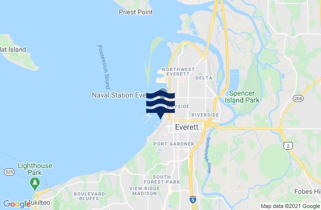 Mapa de mareas Everett, United States