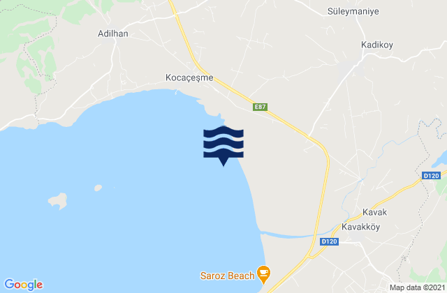 Mapa de mareas Evreşe, Turkey