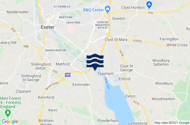 Mapa de mareas Exeter, United Kingdom