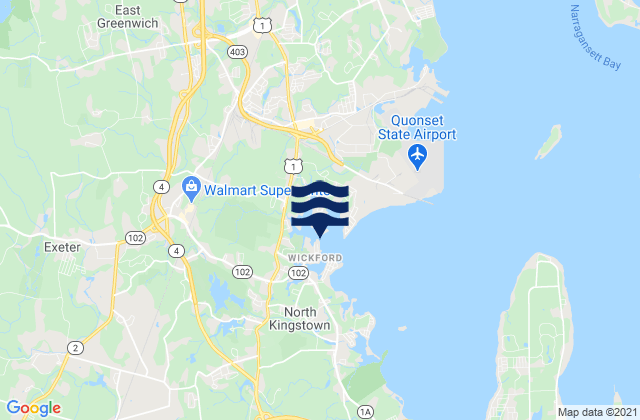 Mapa de mareas Exeter, United States