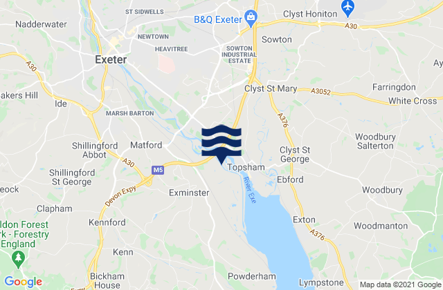 Mapa de mareas Exminster, United Kingdom