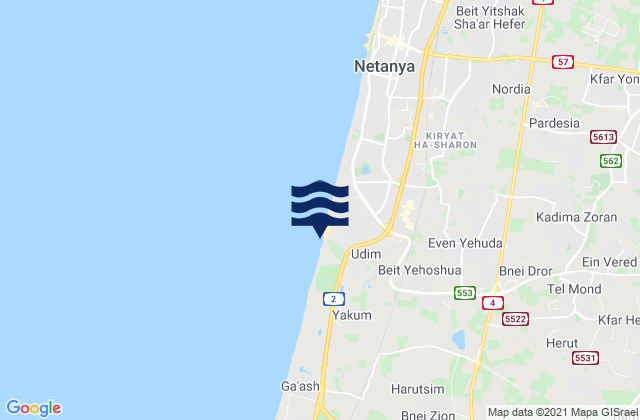 Mapa de mareas Eṭ Ṭīra, Israel