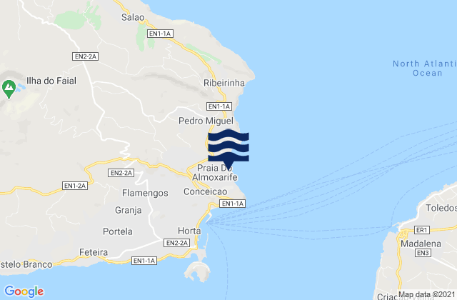 Mapa de mareas Faial - Praia do Almoxarife, Portugal