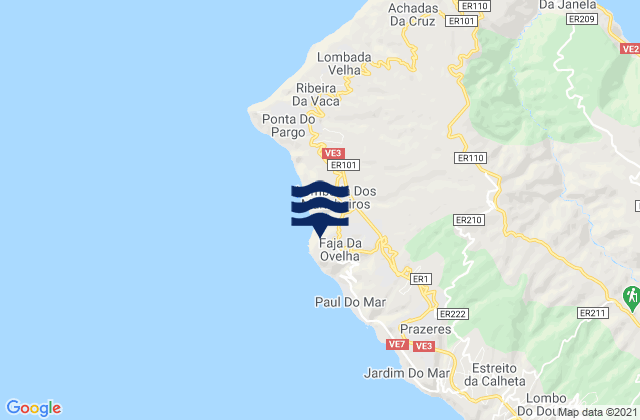 Mapa de mareas Fajã da Ovelha, Portugal