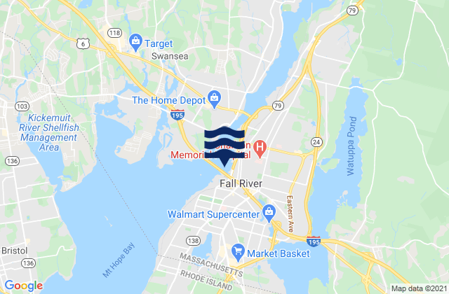 Mapa de mareas Fall River, United States