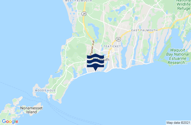 Mapa de mareas Falmouth, United States
