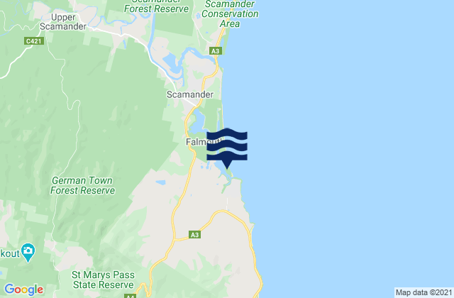 Mapa de mareas Falmouth, Australia