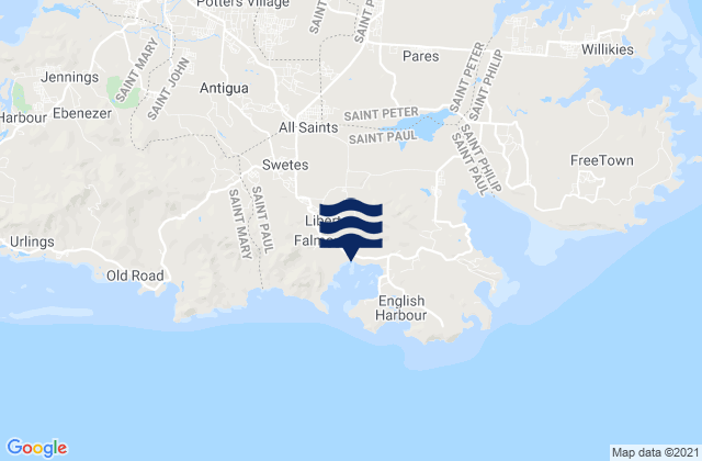 Mapa de mareas Falmouth, Antigua and Barbuda
