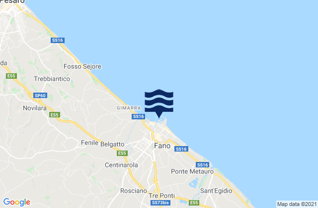 Mapa de mareas Fano, Italy