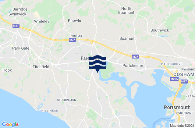 Mapa de mareas Fareham, United Kingdom