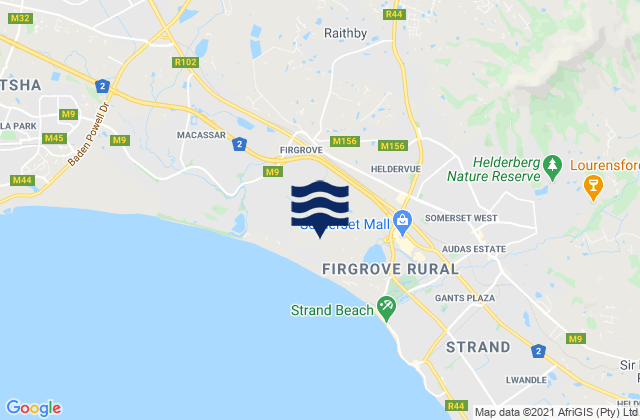 Mapa de mareas Farmer Burgers, South Africa