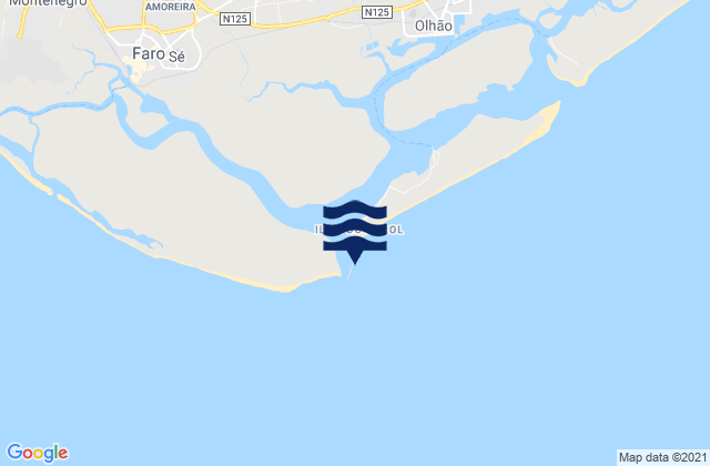 Mapa de mareas Faro-Olhao, Portugal