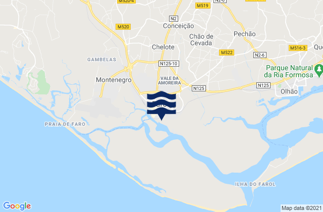 Mapa de mareas Faro, Portugal