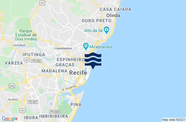 Mapa de mareas Farol do Recife, Brazil