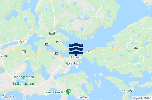 Mapa de mareas Farsund, Norway