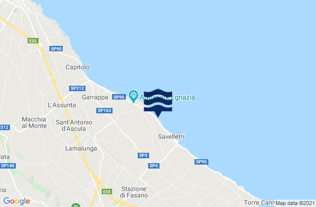 Mapa de mareas Fasano, Italy