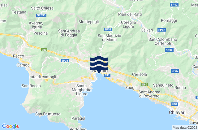 Mapa de mareas Favale di Malvaro, Italy