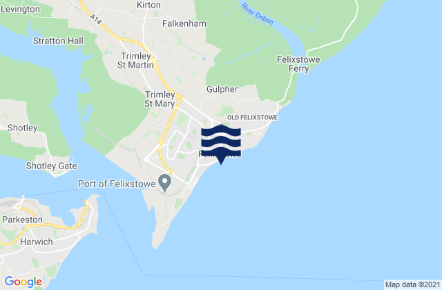 Mapa de mareas Felixstowe, United Kingdom