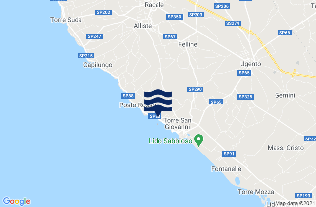 Mapa de mareas Felline, Italy