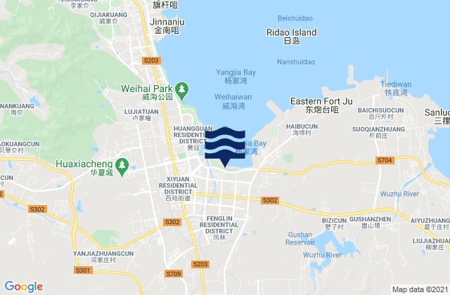 Mapa de mareas Fenglin, China