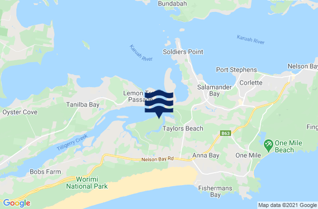 Mapa de mareas Fenninghams Island, Australia
