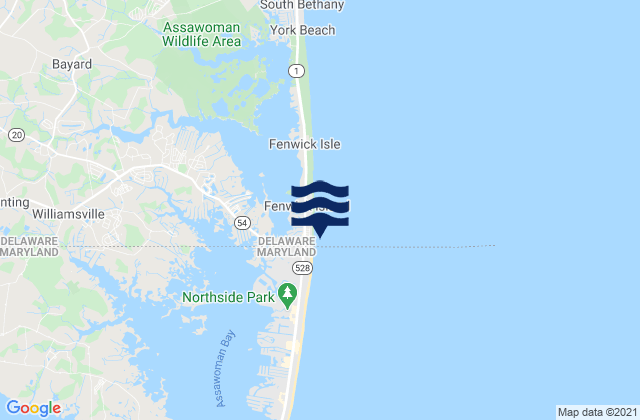 Mapa de mareas Fenwick Island, United States