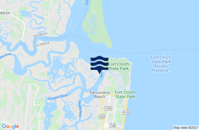 Mapa de mareas Fernandina Beach Amelia River, United States