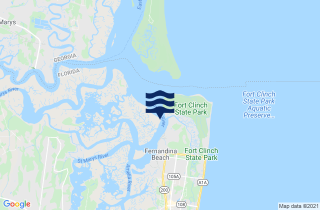 Mapa de mareas Fernandina Beach City Front Reach Amelia River, United States