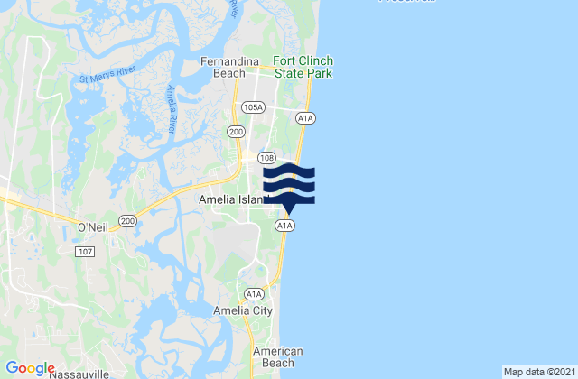 Mapa de mareas Fernandina Beach Pier, United States