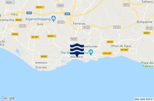 Mapa de mareas Ferreiras, Portugal