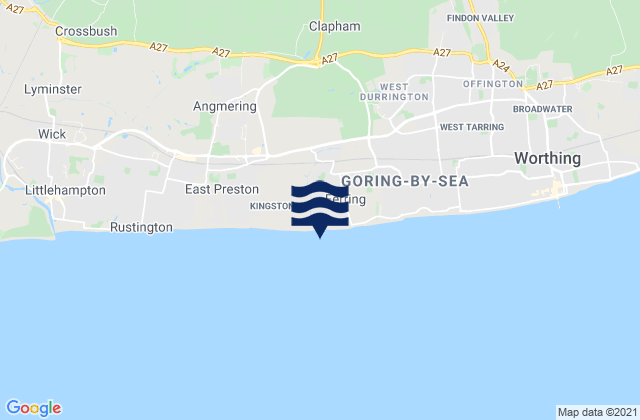 Mapa de mareas Ferring Beach, United Kingdom