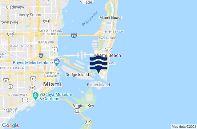 Mapa de mareas Fifth Street (Miami), United States