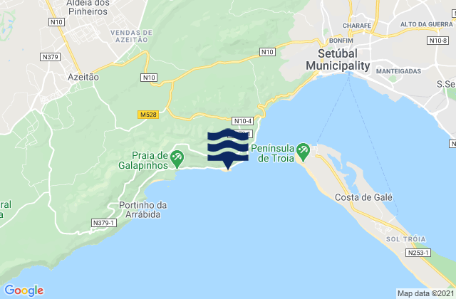 Mapa de mareas Figueirinha Beach, Portugal
