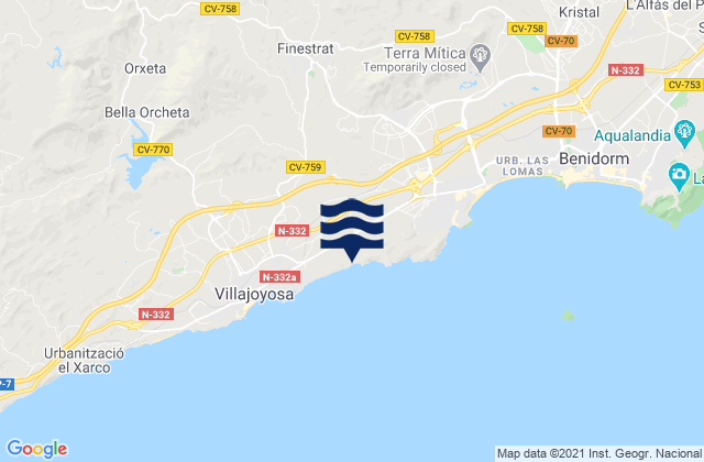 Mapa de mareas Finestrat, Spain