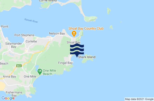 Mapa de mareas Fingal Bay, Australia
