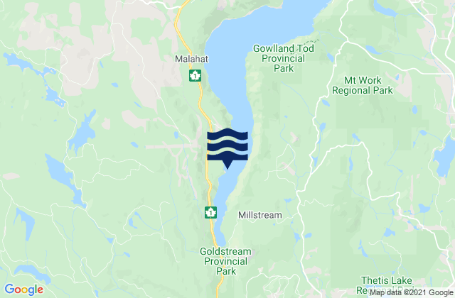 Mapa de mareas Finlayson Arm, Canada