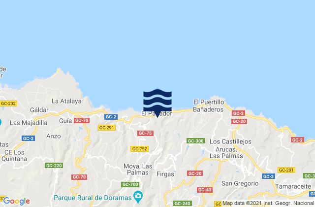 Mapa de mareas Firgas, Spain