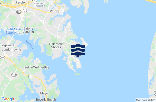 Mapa de mareas Fishing Creek entrance Bay, United States