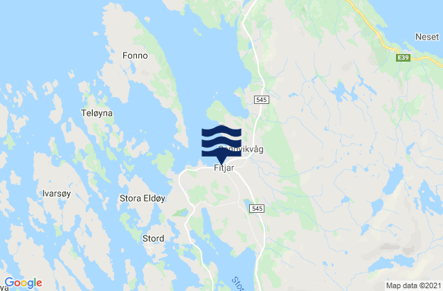 Mapa de mareas Fitjar, Norway