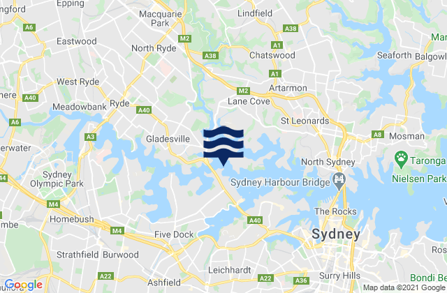 Mapa de mareas Five Dock Bay, Australia
