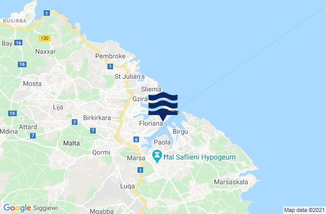 Mapa de mareas Floriana, Malta